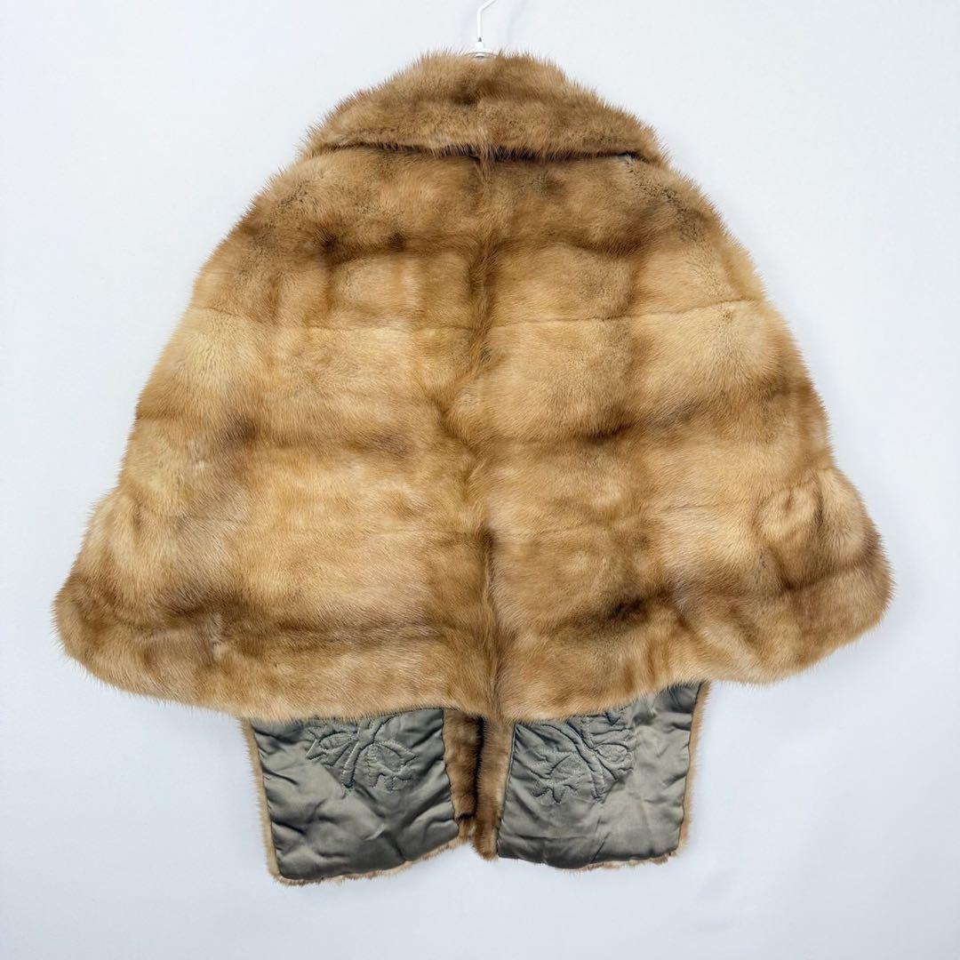 ヴィンテージ 毛皮 ミンクファー リアルファー ケープコート 羽織り S737
