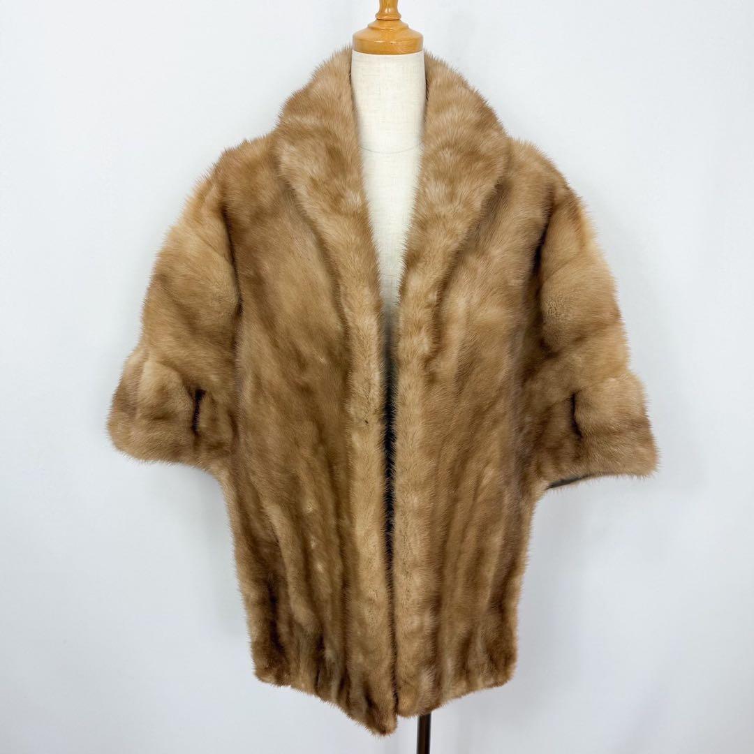 ヴィンテージ 毛皮 ミンクファー リアルファー ケープコート 羽織り S737