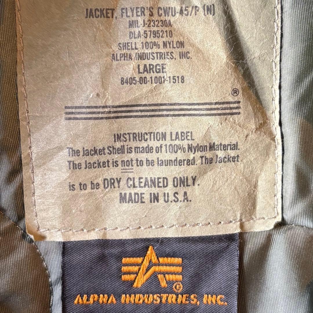 ALPHA CWU-45/P アルファ　フライトジャケット