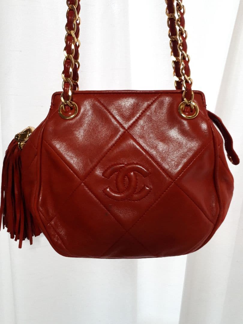 美品・希少品⭐シャネルマトラッセココマークタッセルチェーンレザーショルダーバッグ