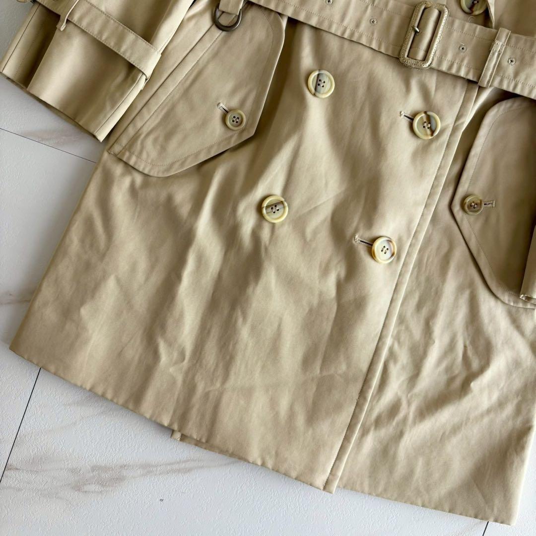 人気◆バーバリー ベルト付き トレンチ コート ホワイトベージュ M相当