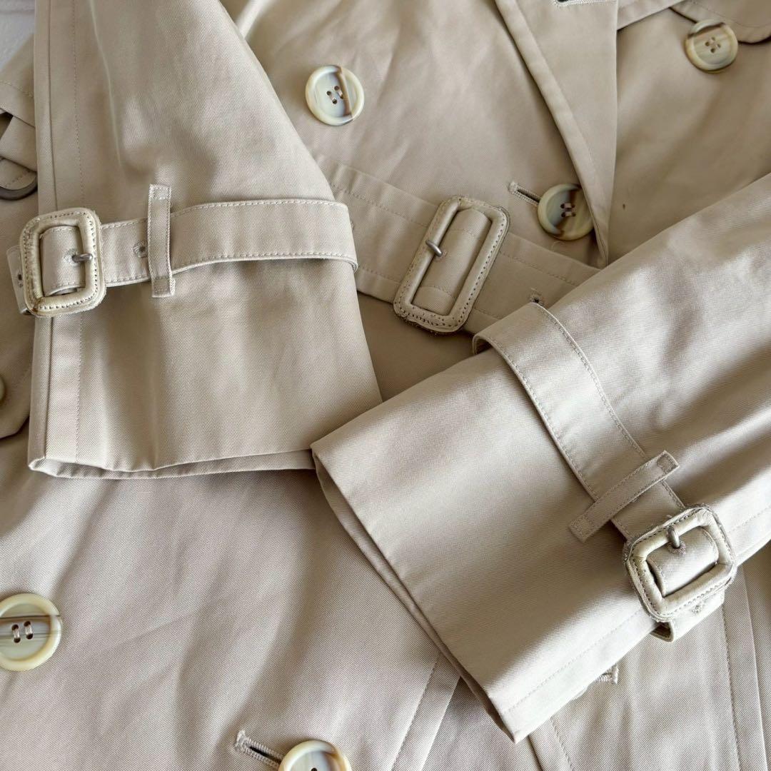 人気◆バーバリー ベルト付き トレンチ コート ホワイトベージュ M相当