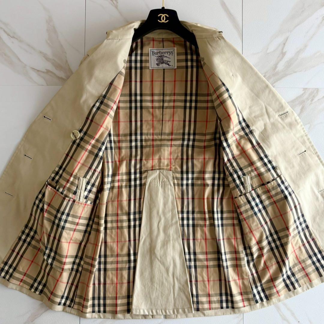 人気◆バーバリー ベルト付き トレンチ コート ホワイトベージュ M相当