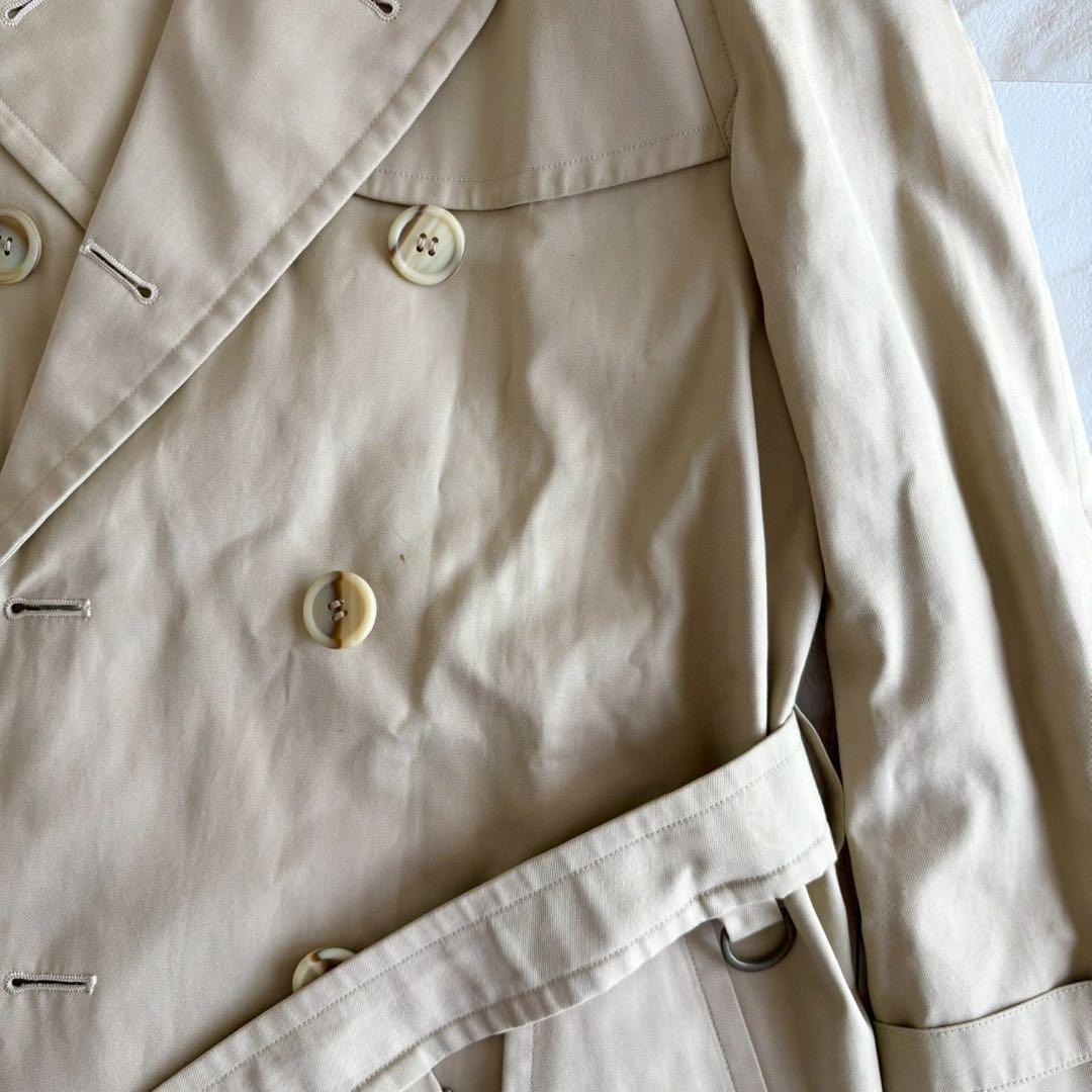 人気◆バーバリー ベルト付き トレンチ コート ホワイトベージュ M相当