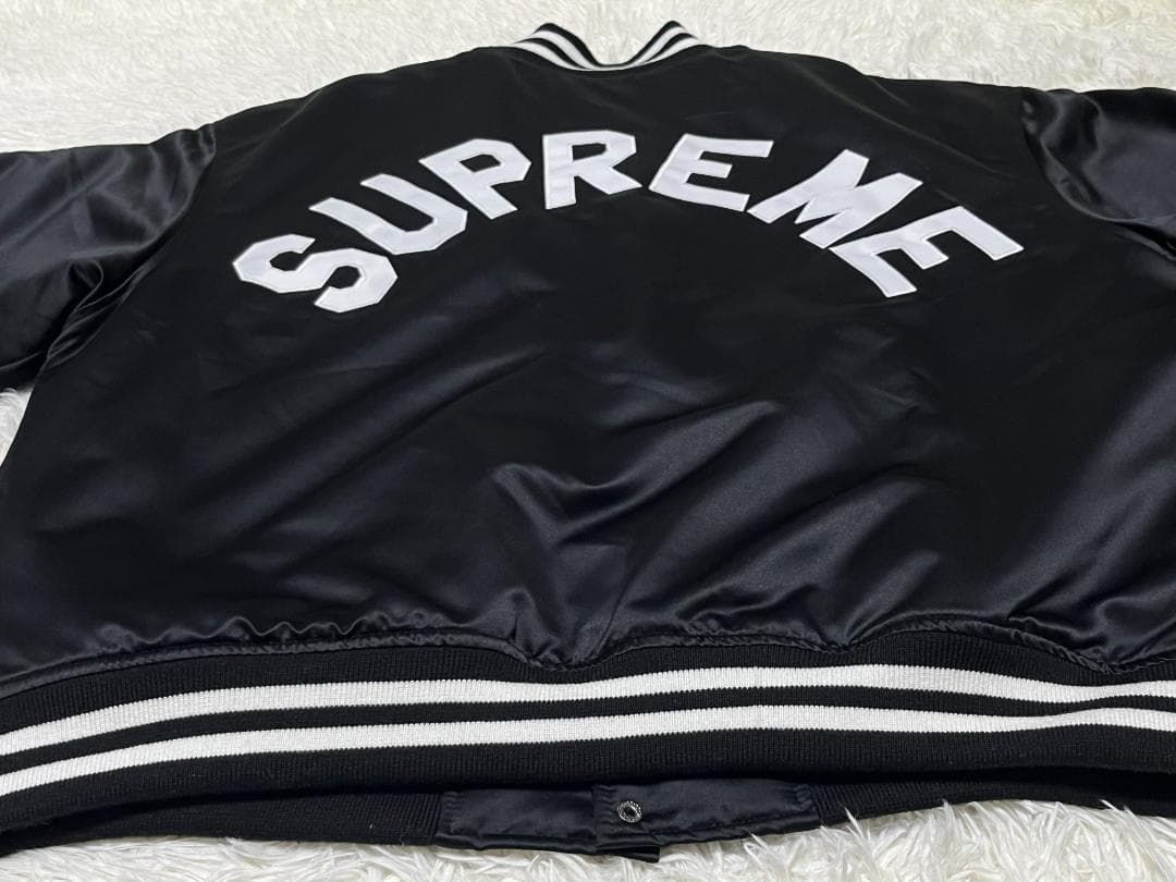 XL 24FW シュプリーム ミッチェルアンドネス サテン バーシティジャケット