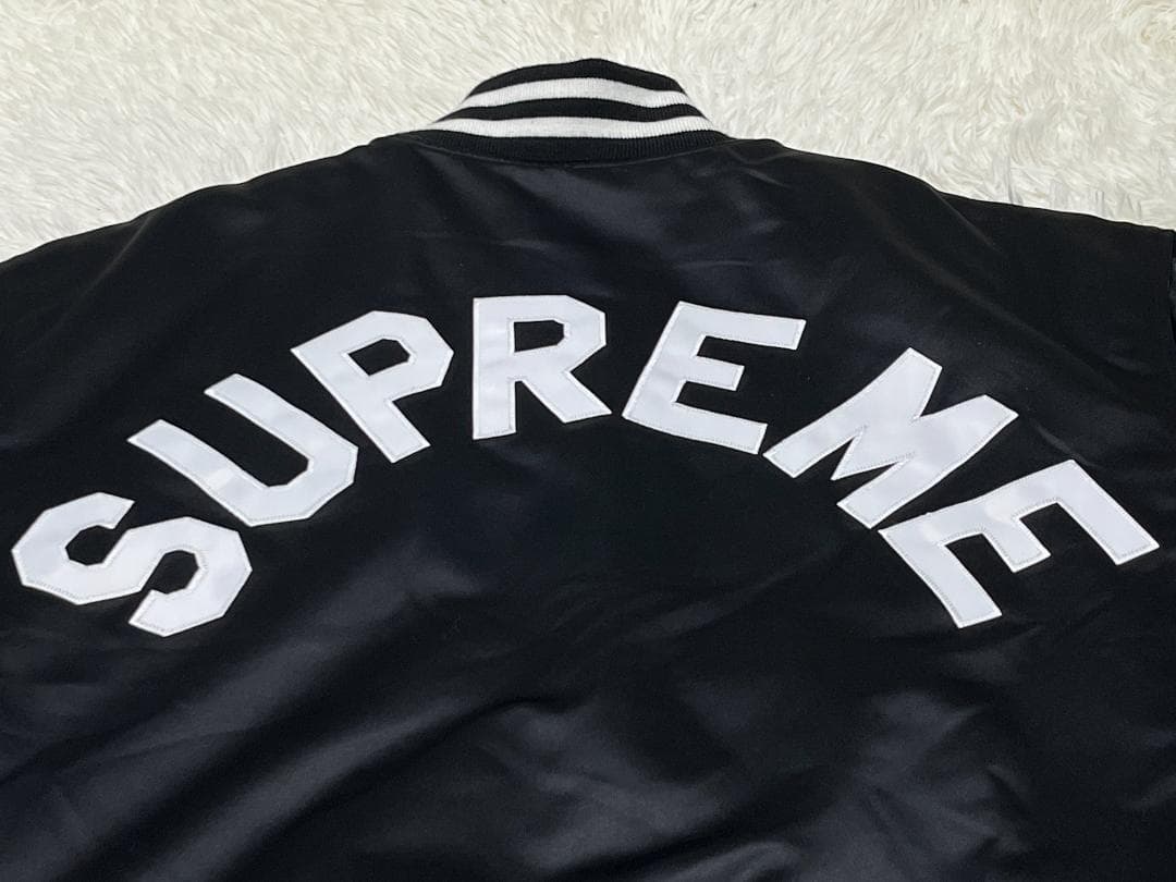 XL 24FW シュプリーム ミッチェルアンドネス サテン バーシティジャケット