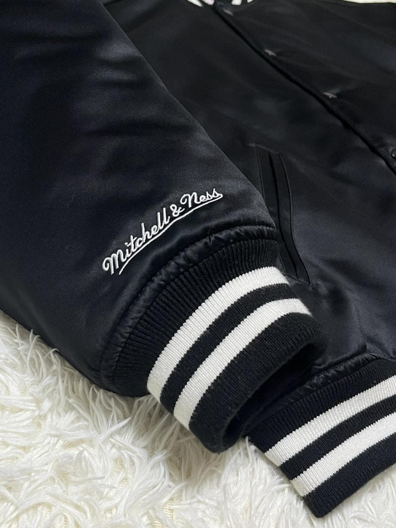 XL 24FW シュプリーム ミッチェルアンドネス サテン バーシティジャケット