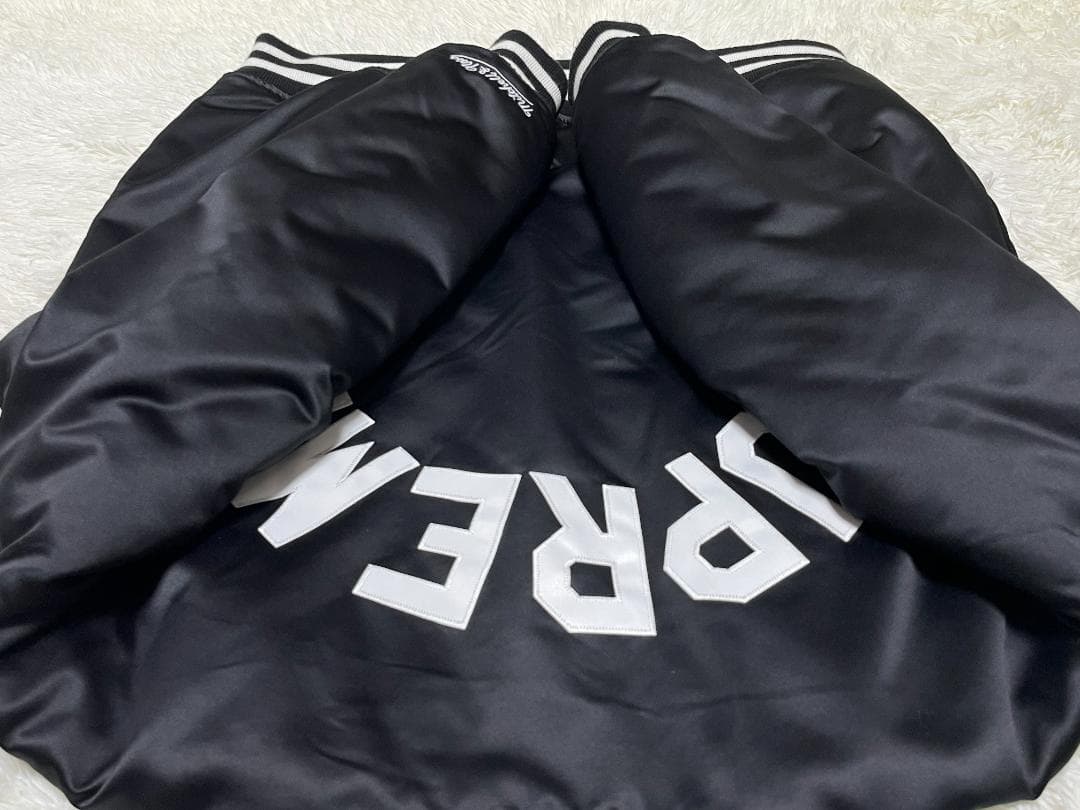 XL 24FW シュプリーム ミッチェルアンドネス サテン バーシティジャケット