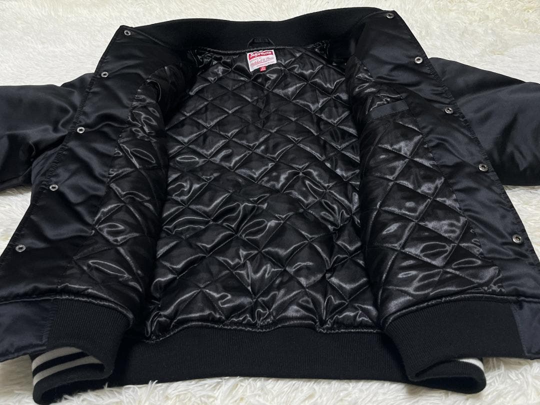 XL 24FW シュプリーム ミッチェルアンドネス サテン バーシティジャケット