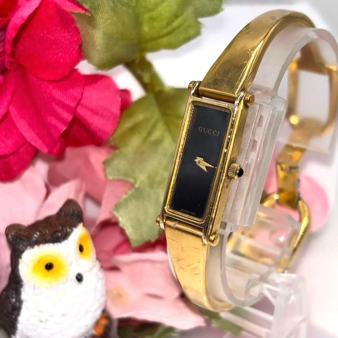 稼働品☆　GUCCIグッチ　１５００L　ゴールドカラー　バングルウォッチ