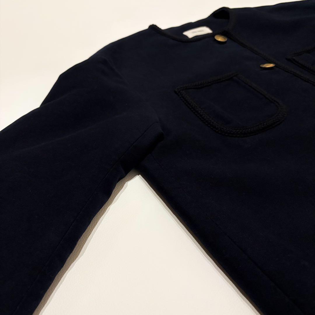 近年モデル✨DES PRÉS デプレ 金ボタン ノーカラージャケット　ネイビー