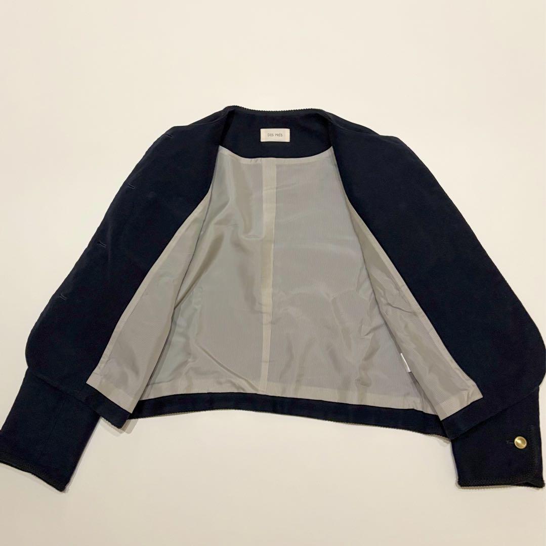 近年モデル✨DES PRÉS デプレ 金ボタン ノーカラージャケット　ネイビー