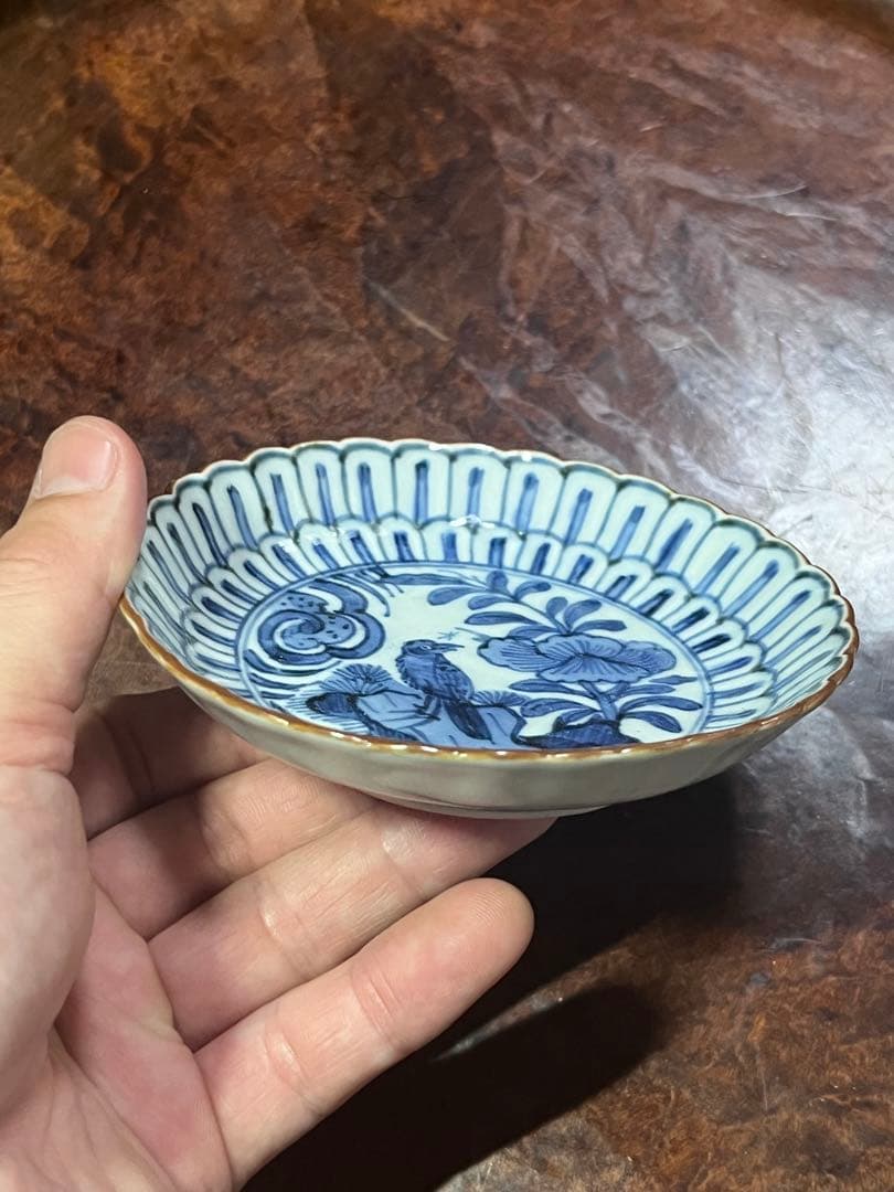 古伊万里　藍九谷　小皿　無傷完品　新渡　古染付　民芸　民藝　古九谷　初期伊万里