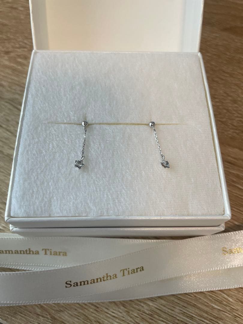 Samantha Tiara K10 WG チェーン　ピアス　3月誕生石　新品