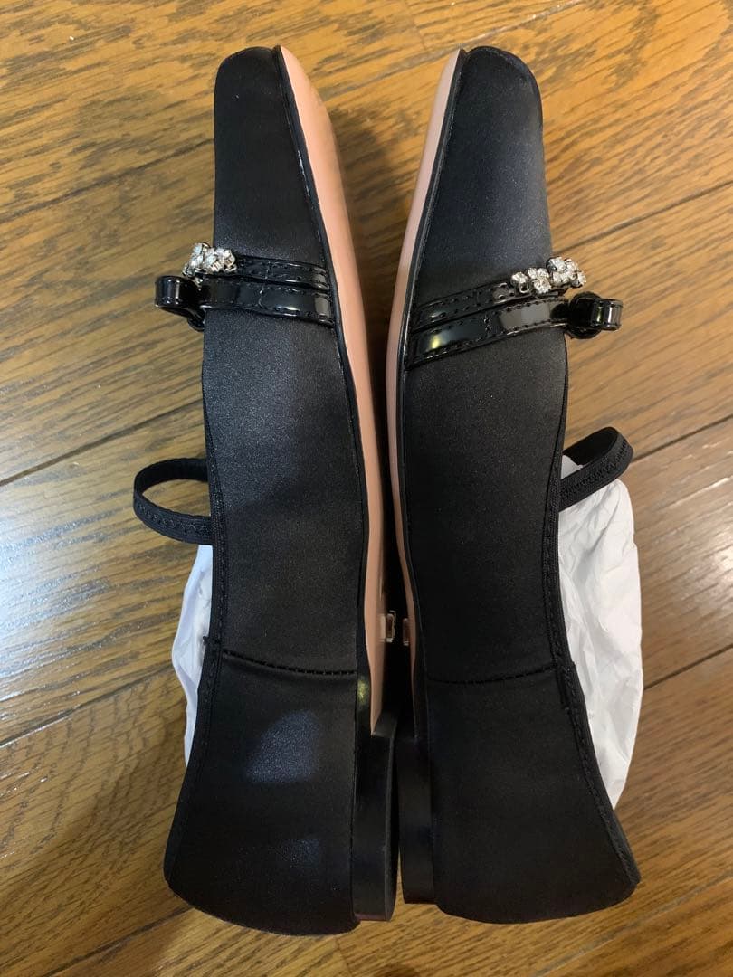 靴 herlipto MaryJaneCrystalRibbonSatinFlats