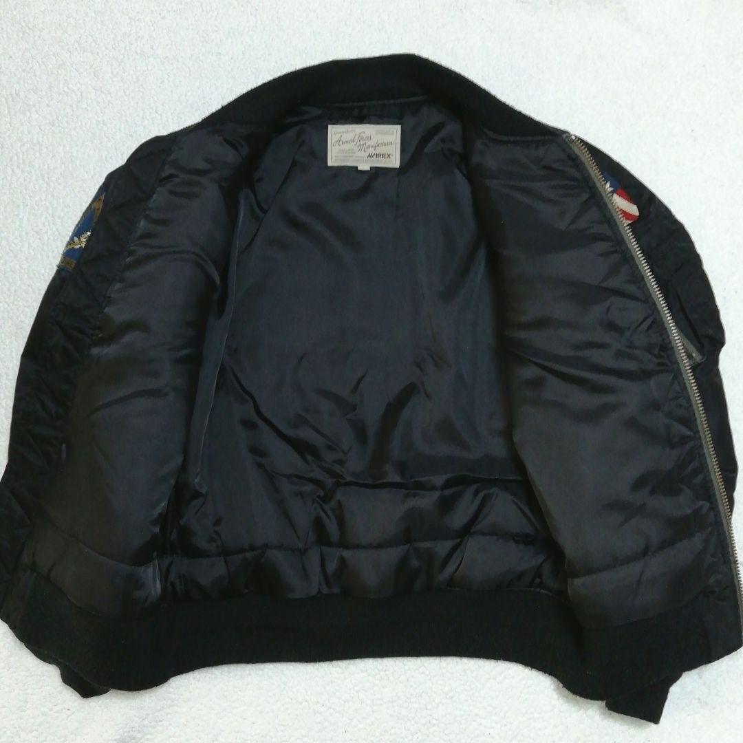 AVIREX フライングタイガー刺繍MA-1ジャケット(L)ブラック色