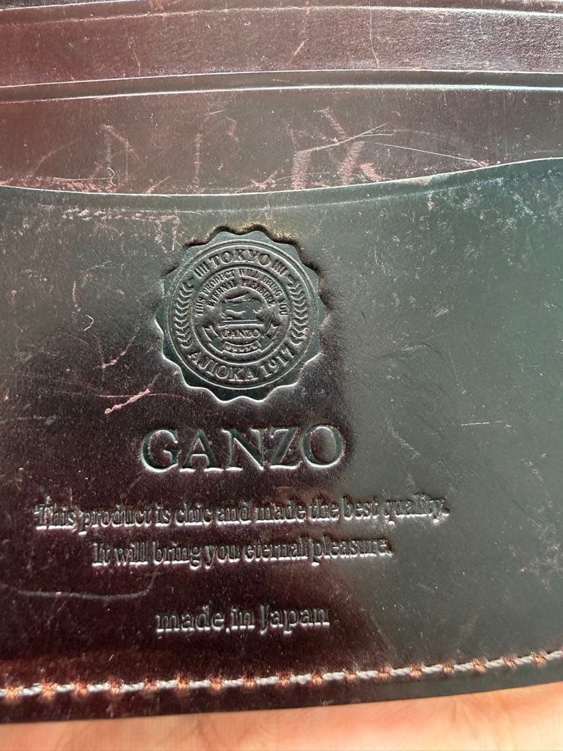 GANZO 二つ折り財布 バーガンディ