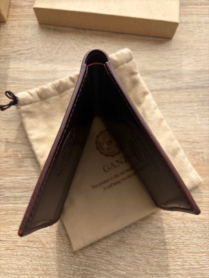 GANZO 二つ折り財布 バーガンディ