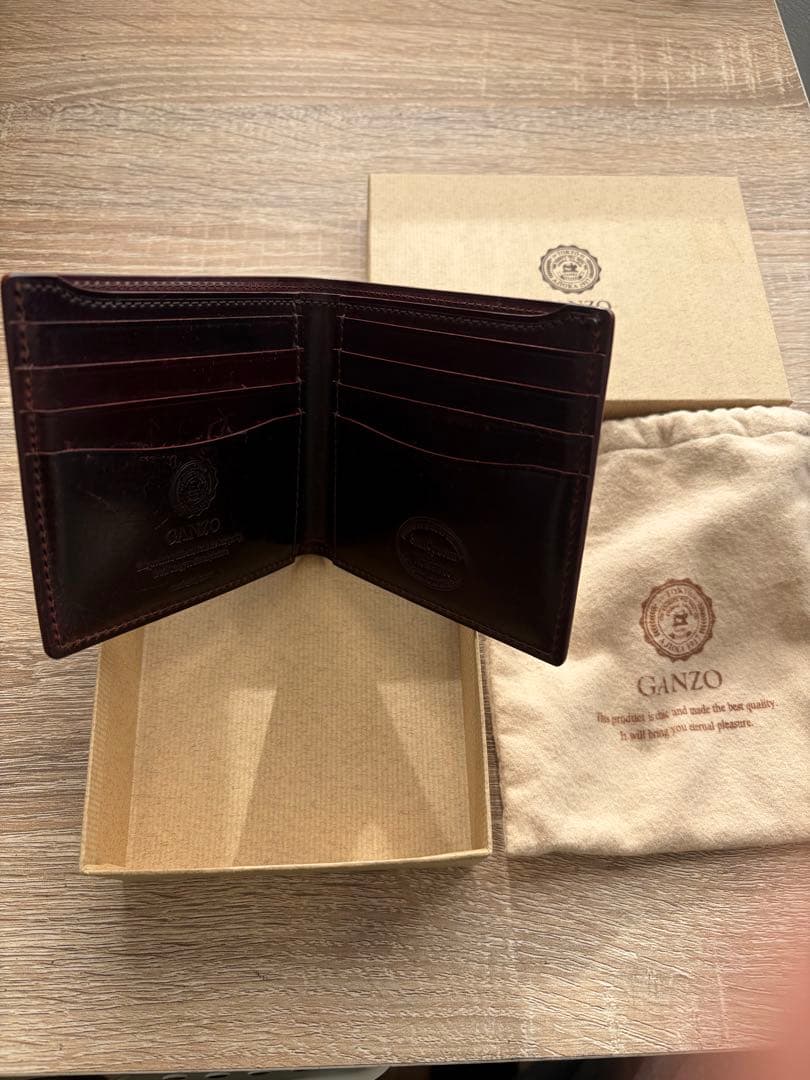 GANZO 二つ折り財布 バーガンディ