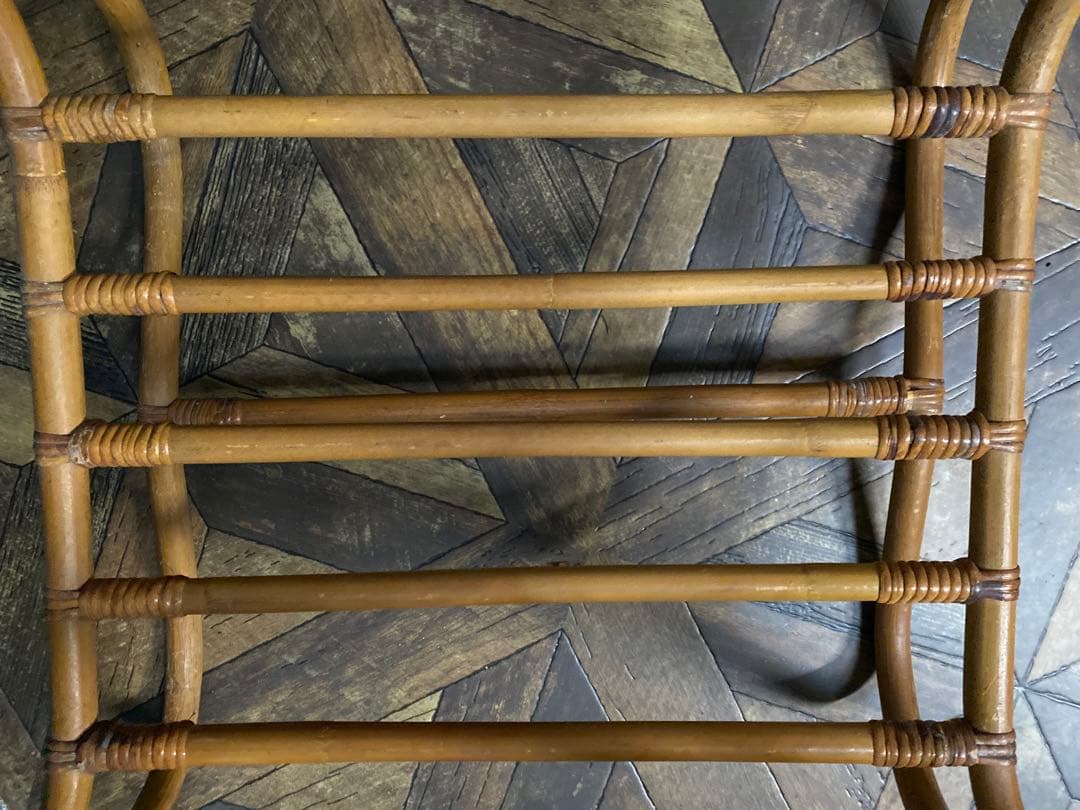 ガラステーブル 籐 ラタン 昭和レトロ インテリア 当時物