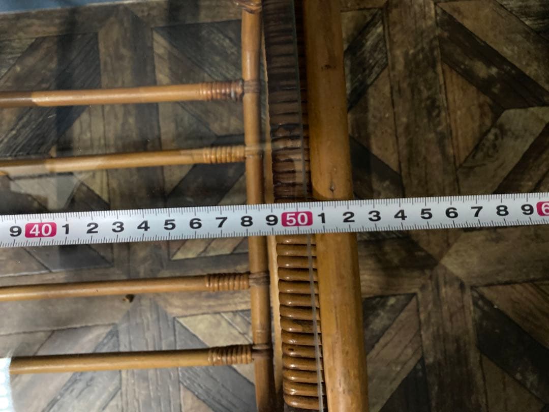 ガラステーブル 籐 ラタン 昭和レトロ インテリア 当時物