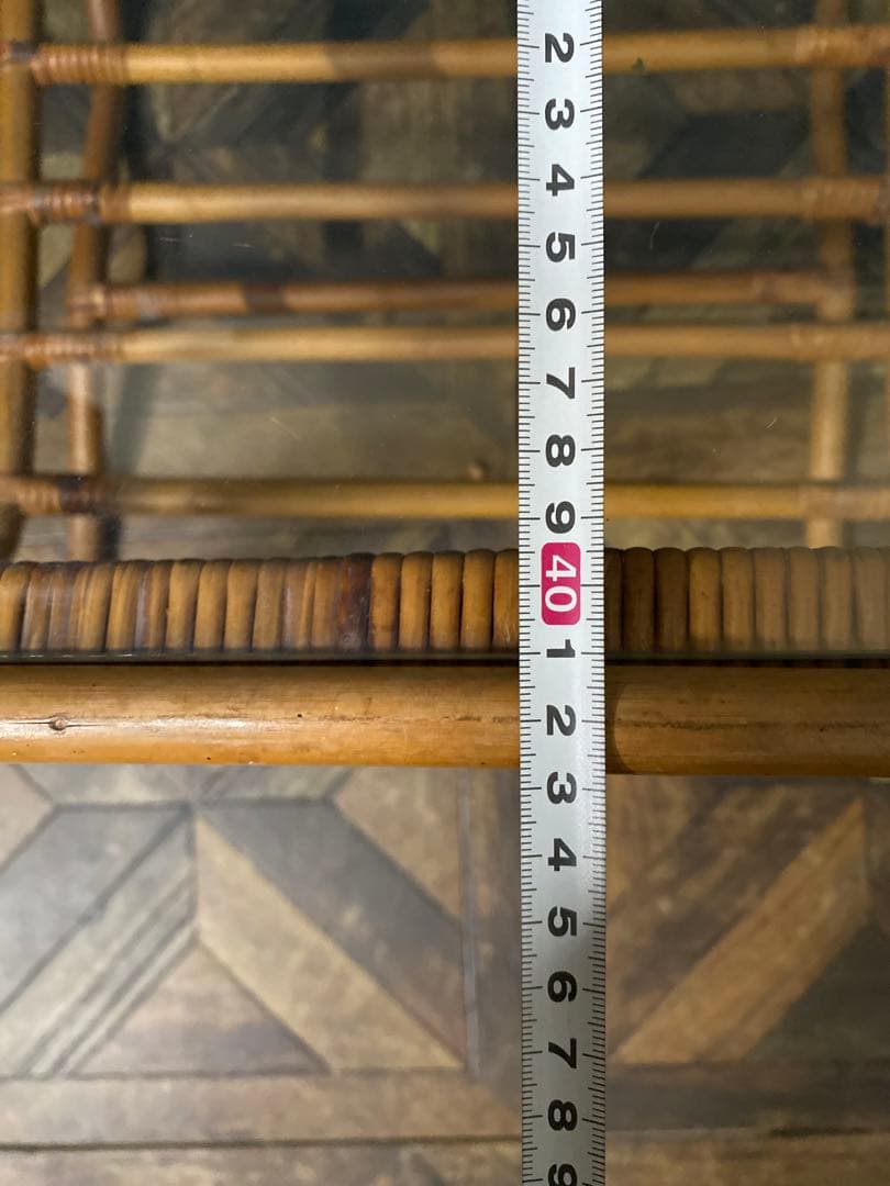 ガラステーブル 籐 ラタン 昭和レトロ インテリア 当時物