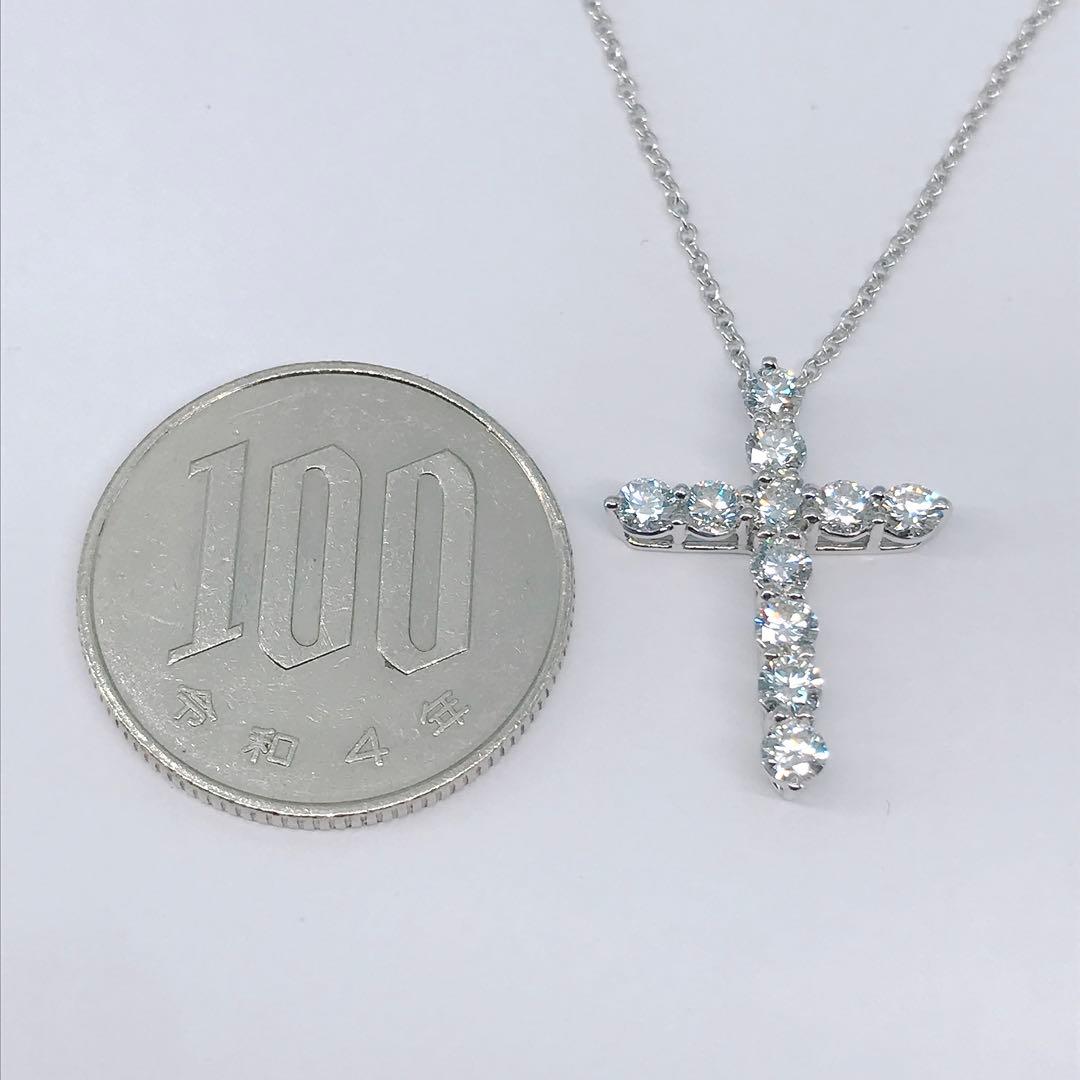 ティファニー ミディアム クロス ダイヤモンドネックレス PT950 0.90