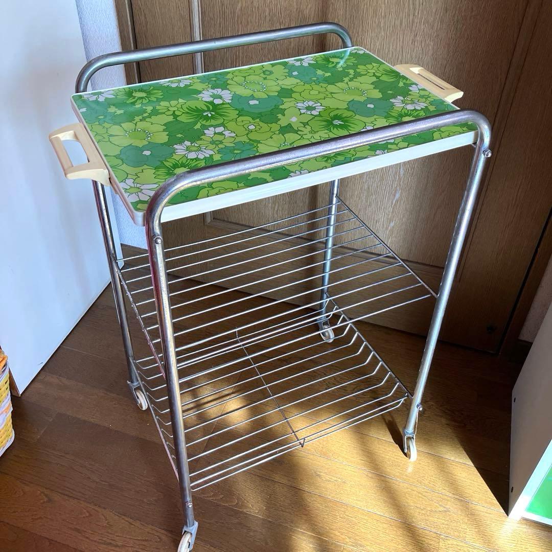 レトロ　花柄　キッチンワゴン