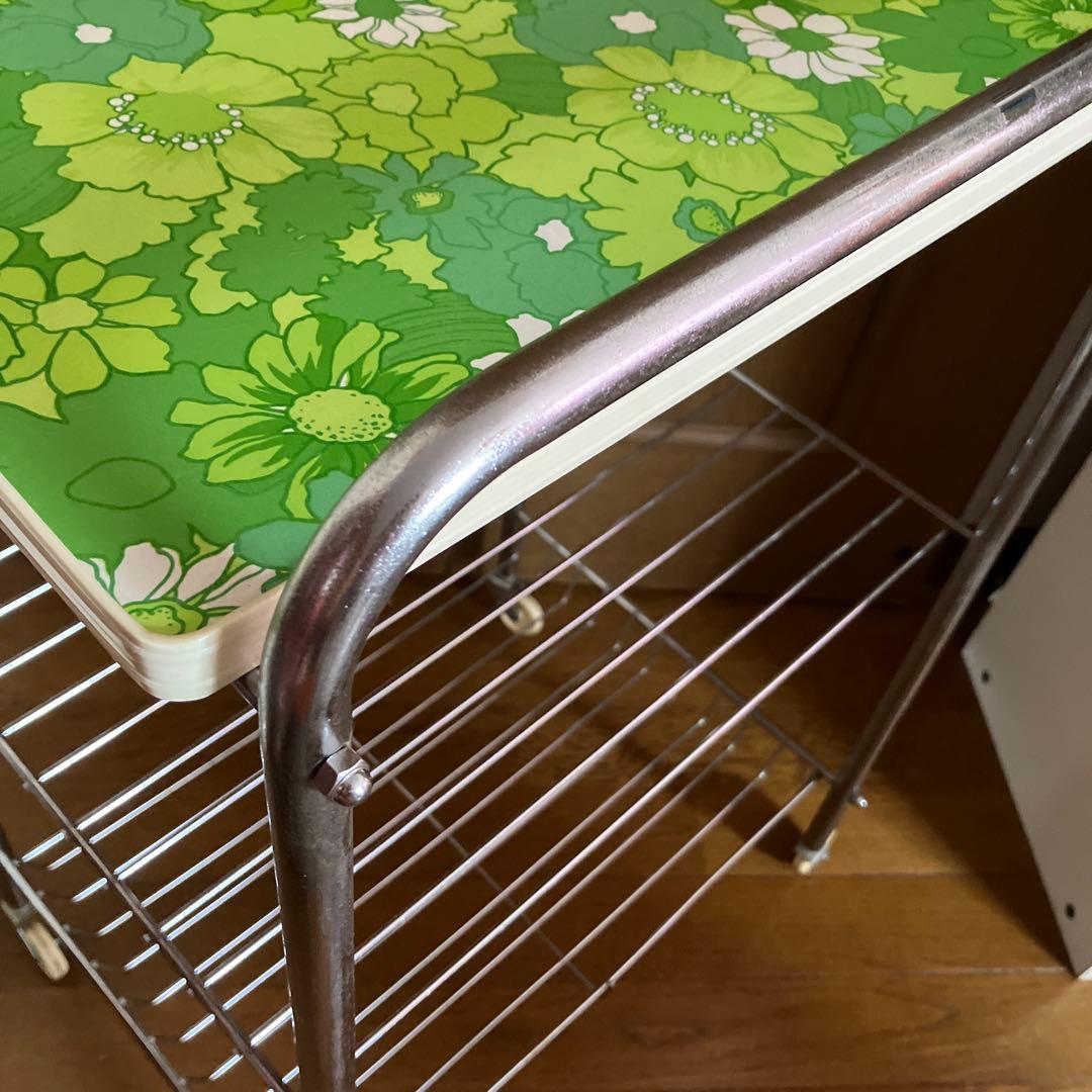 レトロ　花柄　キッチンワゴン