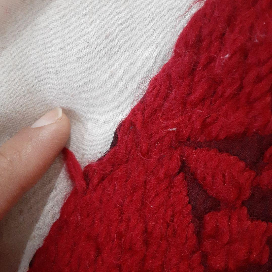 Louis Vuitton 赤 マフラー フリンジ付き