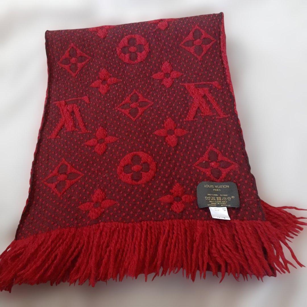 Louis Vuitton 赤 マフラー フリンジ付き