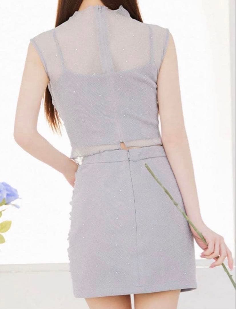 Jewels シアーラメビジューセットアップミニドレス Sサイズ