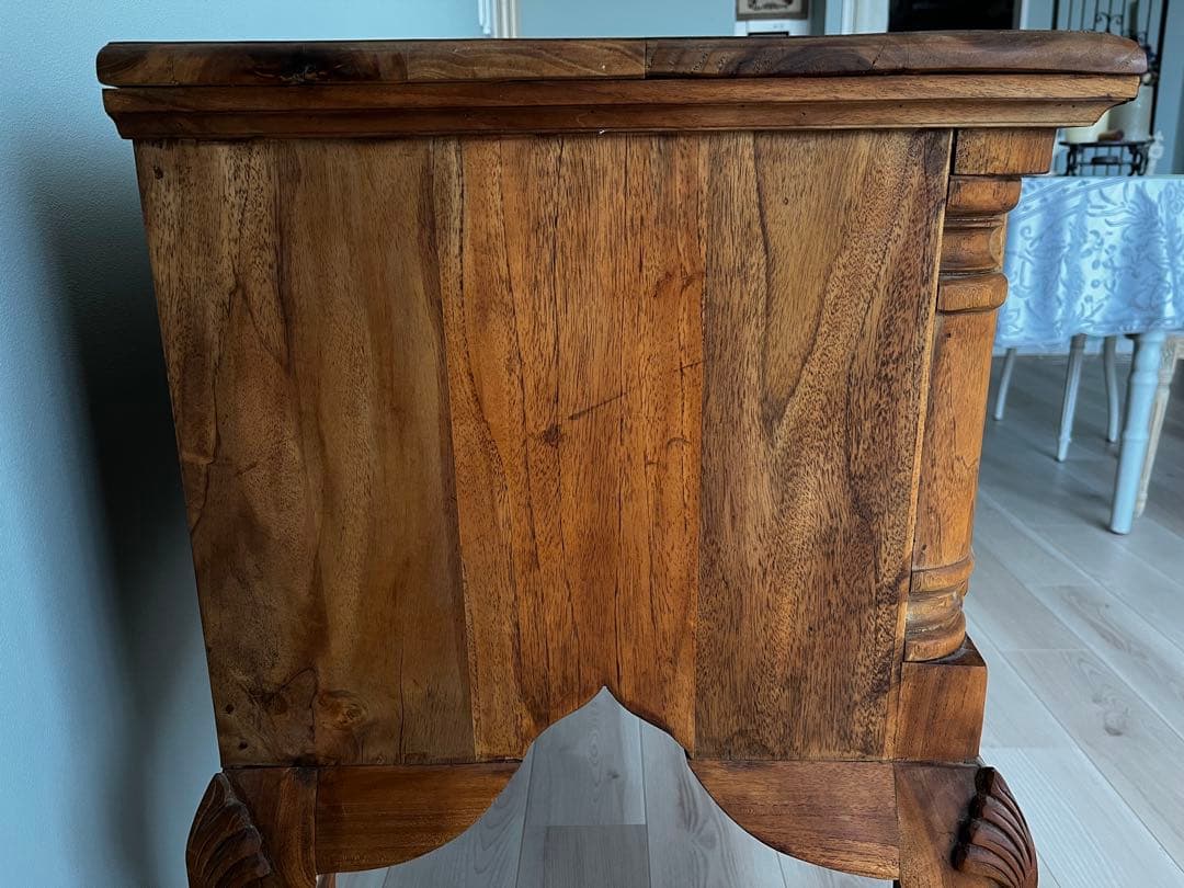 10月末まで【送料込】ヴィンテージ調 チーク無垢材コンソール チェスト 店舗什器