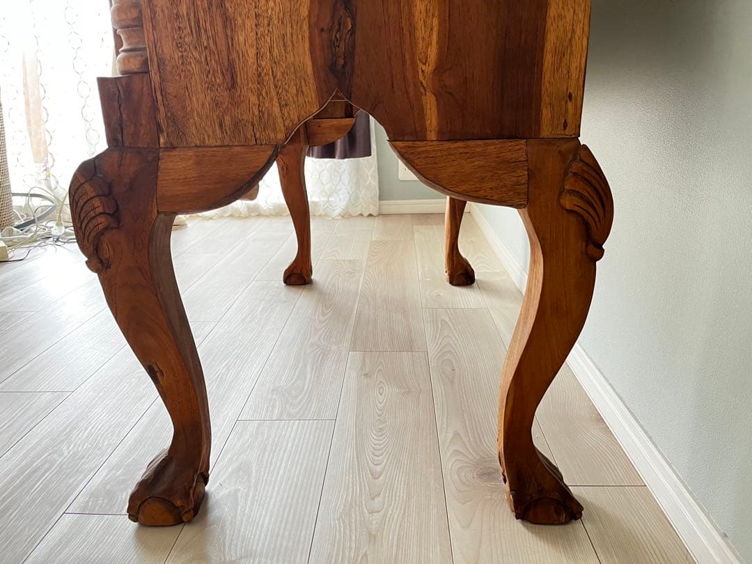 10月末まで【送料込】ヴィンテージ調 チーク無垢材コンソール チェスト 店舗什器