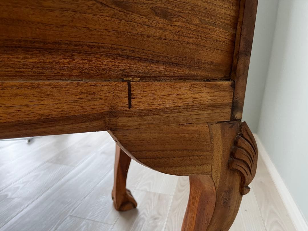 10月末まで【送料込】ヴィンテージ調 チーク無垢材コンソール チェスト 店舗什器