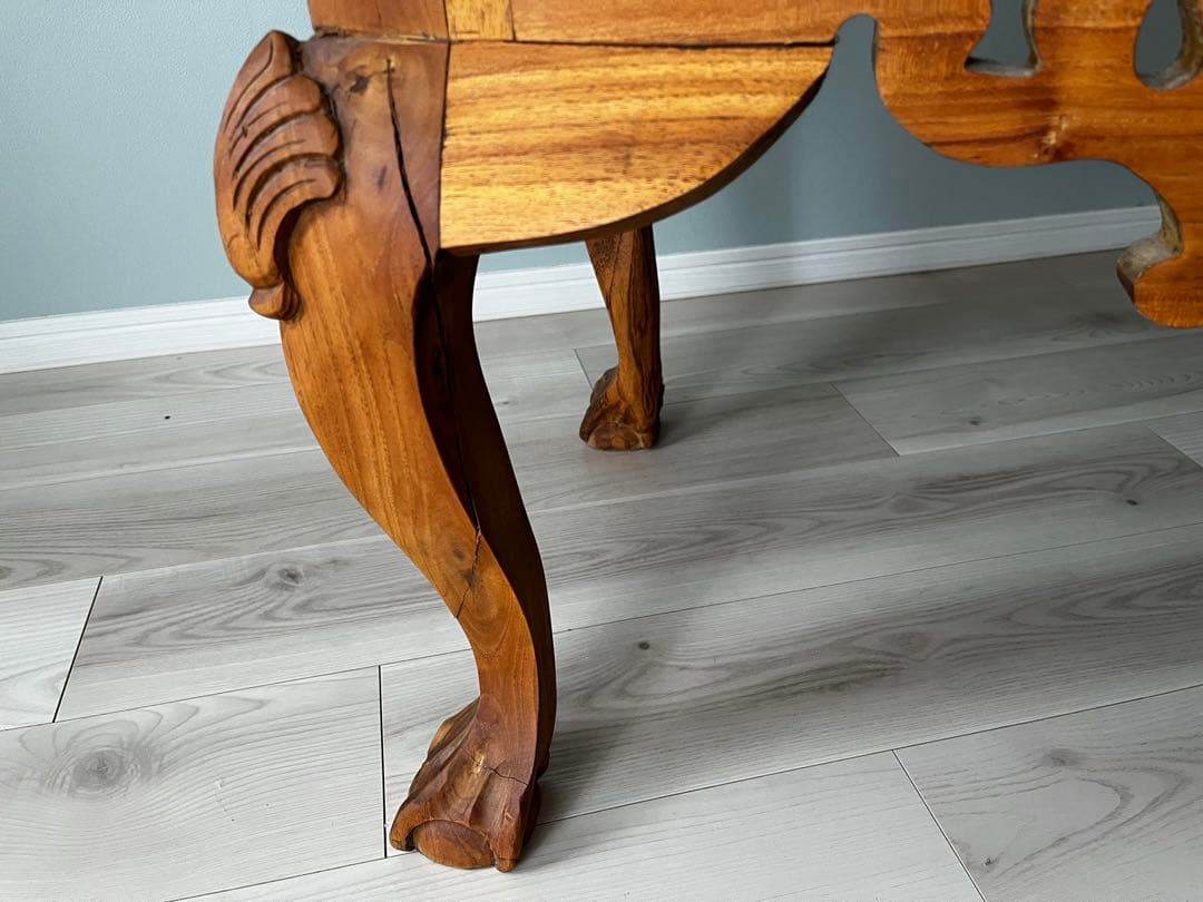 10月末まで【送料込】ヴィンテージ調 チーク無垢材コンソール チェスト 店舗什器