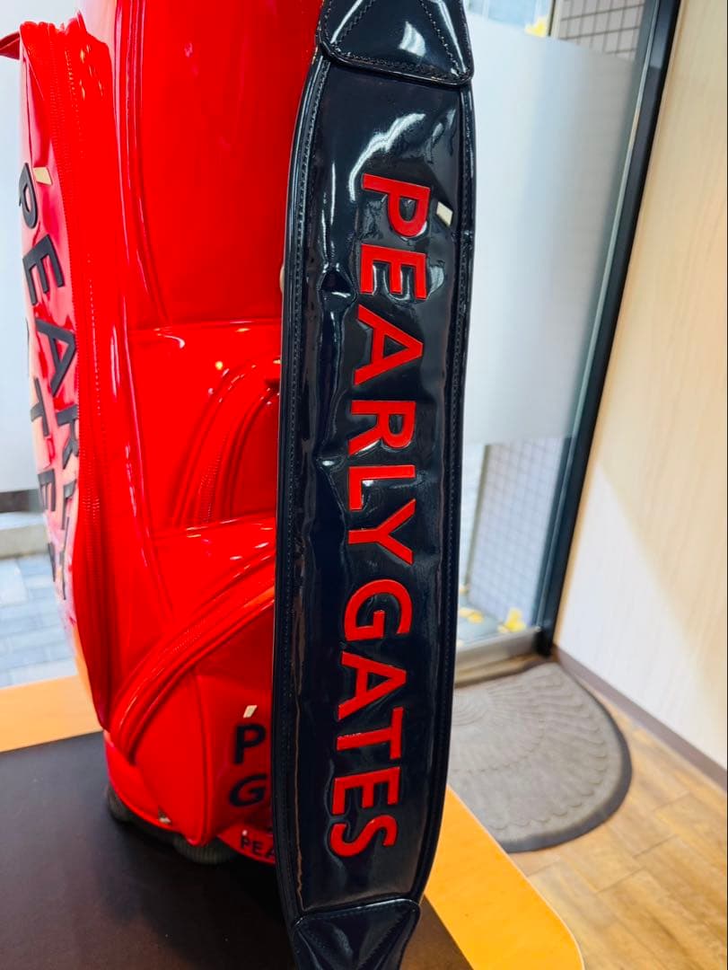 【美品】PEARLY GATES キャディバッグ エナメル パーリー 赤