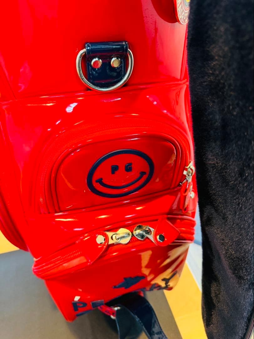 【美品】PEARLY GATES キャディバッグ エナメル パーリー 赤