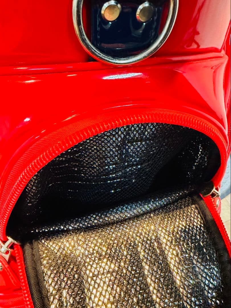 【美品】PEARLY GATES キャディバッグ エナメル パーリー 赤