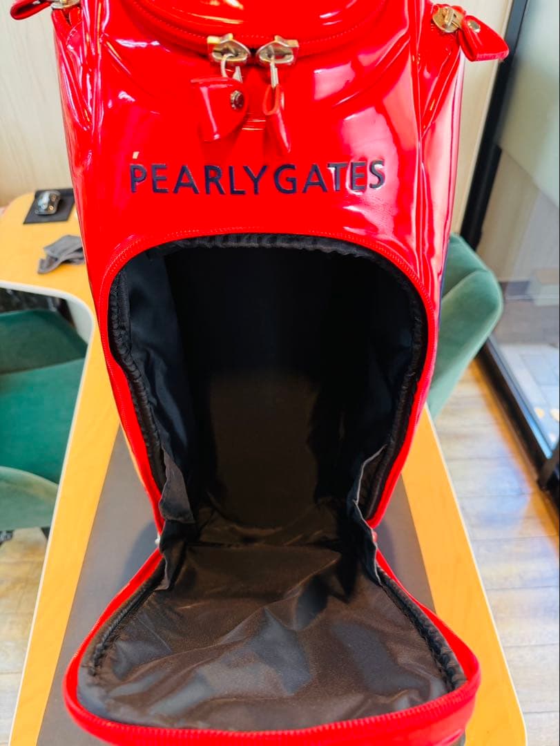 【美品】PEARLY GATES キャディバッグ エナメル パーリー 赤
