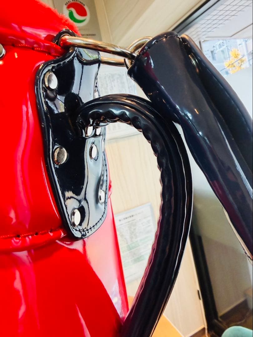 【美品】PEARLY GATES キャディバッグ エナメル パーリー 赤