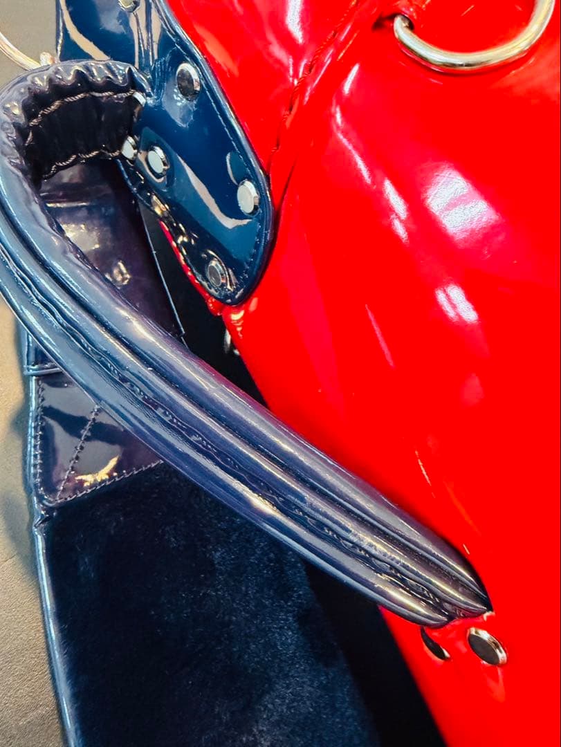 【美品】PEARLY GATES キャディバッグ エナメル パーリー 赤