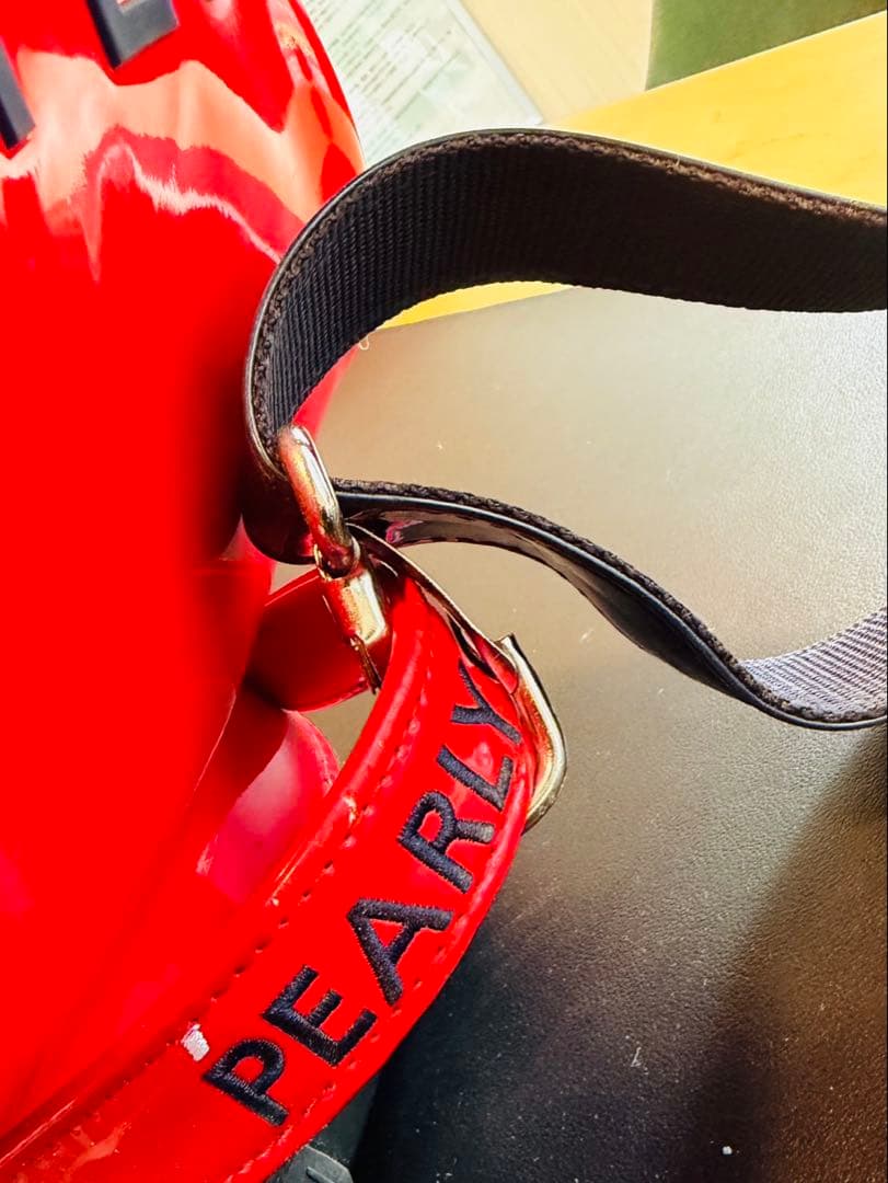 【美品】PEARLY GATES キャディバッグ エナメル パーリー 赤