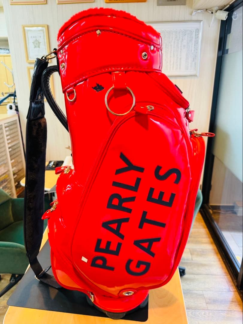 【美品】PEARLY GATES キャディバッグ エナメル パーリー 赤