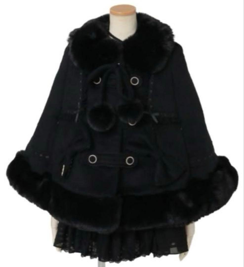 LIZ LISA シャギーツインリボンポンチョ ブラック