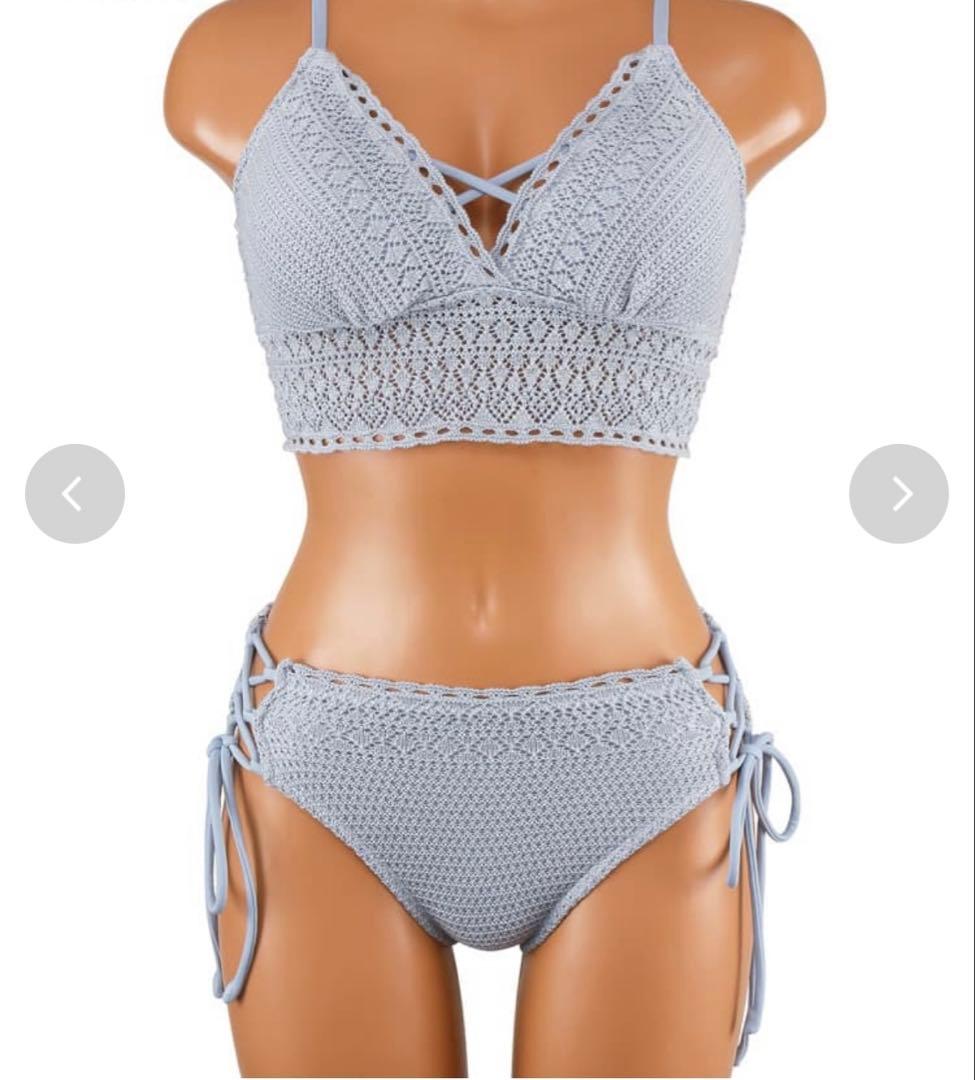 【超美品】ラメニット スカラップビキニ 盛れビキニ