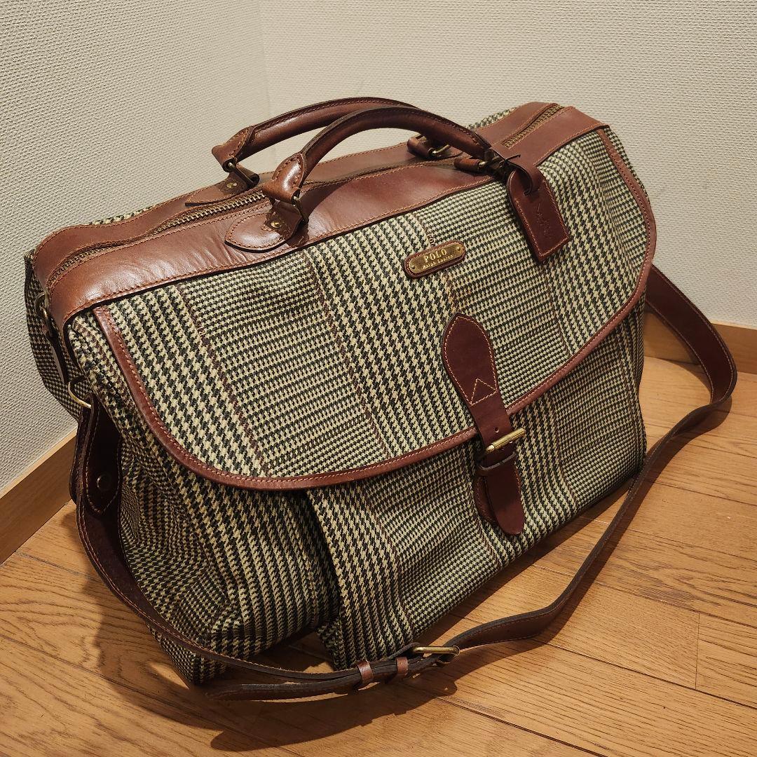 【希少モデル・美品】ポロラルフローレン 特大ボストンバッグ 2way タグ付 茶