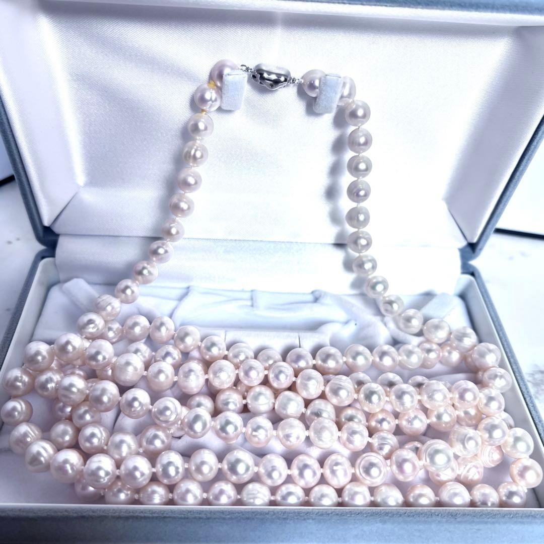 ジュエリーツツミ/干渉色◎ 大珠ロングパールネックレス 2連3連 オールノット