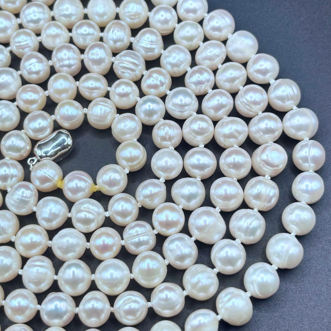 ジュエリーツツミ/干渉色◎ 大珠ロングパールネックレス 2連3連 オールノット