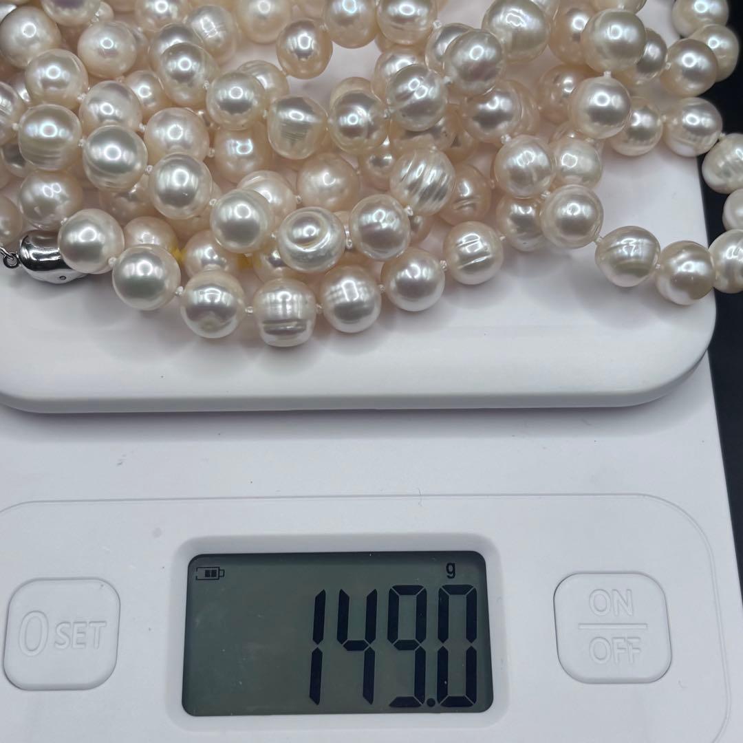ジュエリーツツミ/干渉色◎ 大珠ロングパールネックレス 2連3連 オールノット